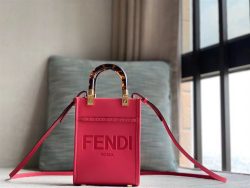 Fendi Mini Sunshine Shopper in Fuchsia Leather