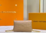 Louis Vuitton Camel Coussin Pochette Bag with Sliding Chain bag with Monogram-embossed lambskin