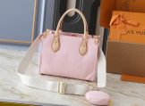 Louis Vuitton Monogram Denim OnTheGo PM in Washed Pink back view