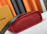 Louis Vuitton Neverfull Bandouliere Inside Out MM Tote in Monogram Canvas & Rouge Sari Textile down look