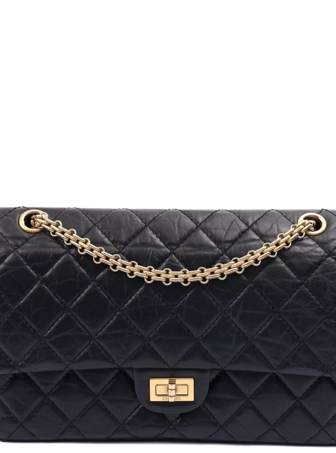 Chanel 2.55 Reissue Black Crinkled Calfskin Leather Handbag