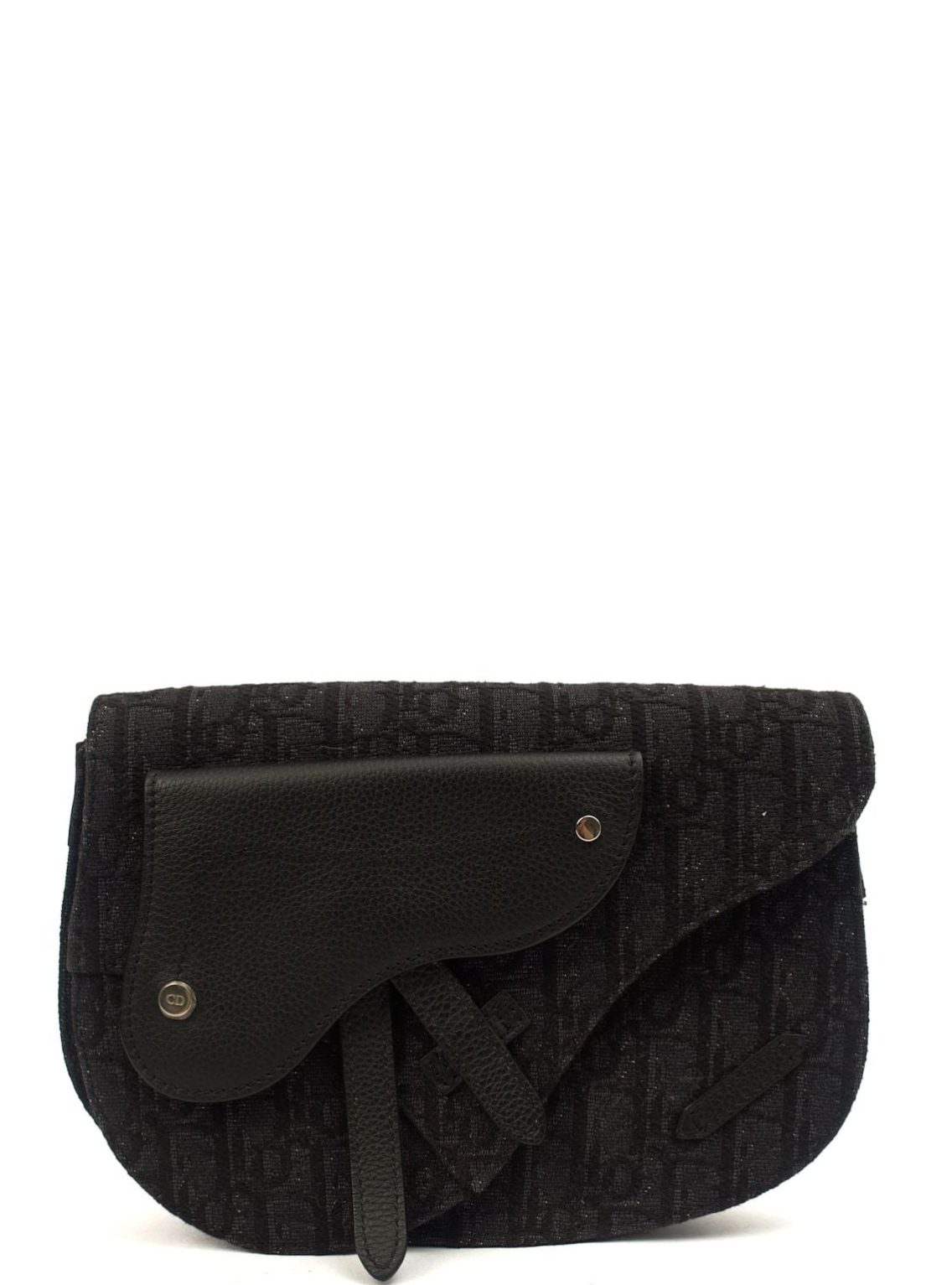 Christian Dior Homme Saddle Bag in Black Fabric