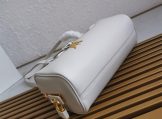 Prada Medium Leather Top-Handle White Bag with Padlock