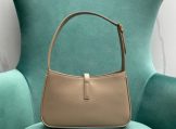 YSL Le 5 A 7 Hobo Bag in Smooth Leather in Beige back view