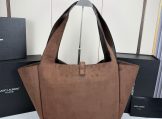 YSL Le 5 a 7 Bea Suede Shoulder Bag in Caramel Cognac back view