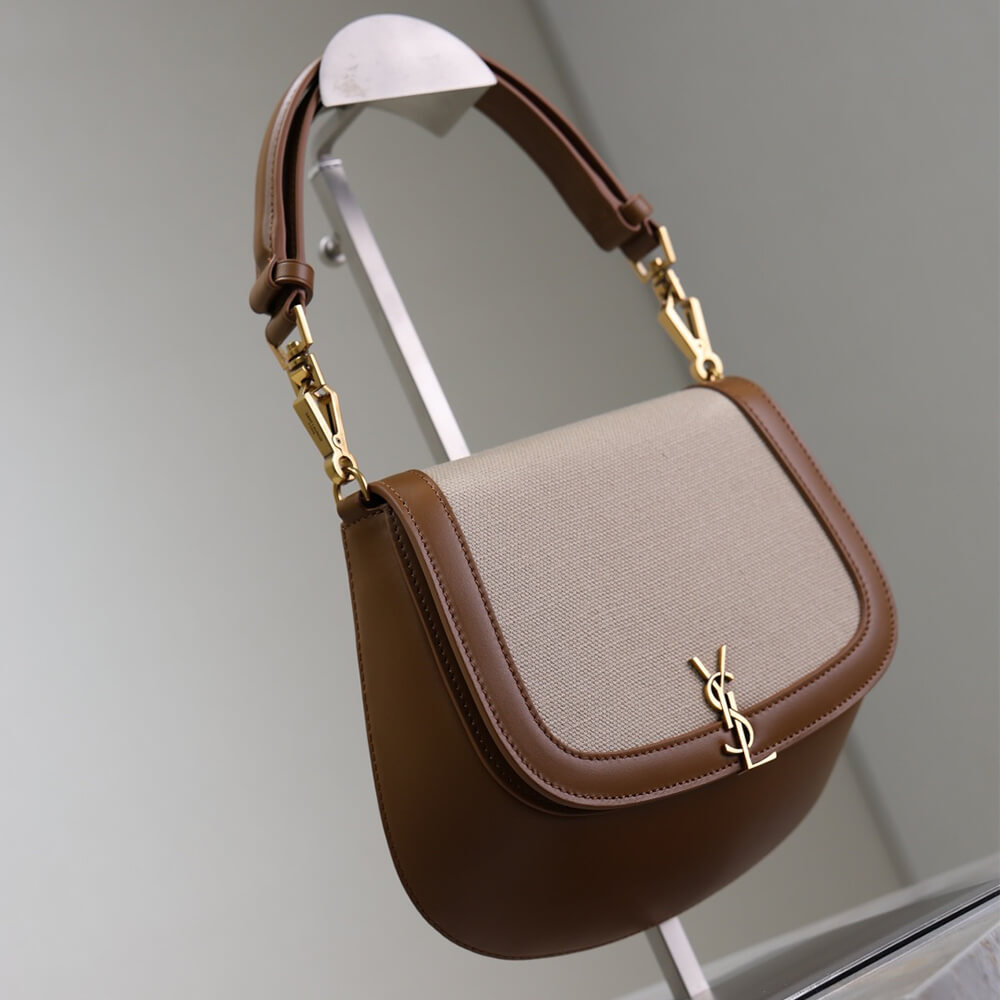 YSL Mini VOLTAIRE Canvas Top Handle Bag side view YSL Mini VOLTAIRE Canvas Top Handle Bag side view