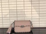 Valentino Rockstud Guitar Strap Beige Leather Crossbody Bag